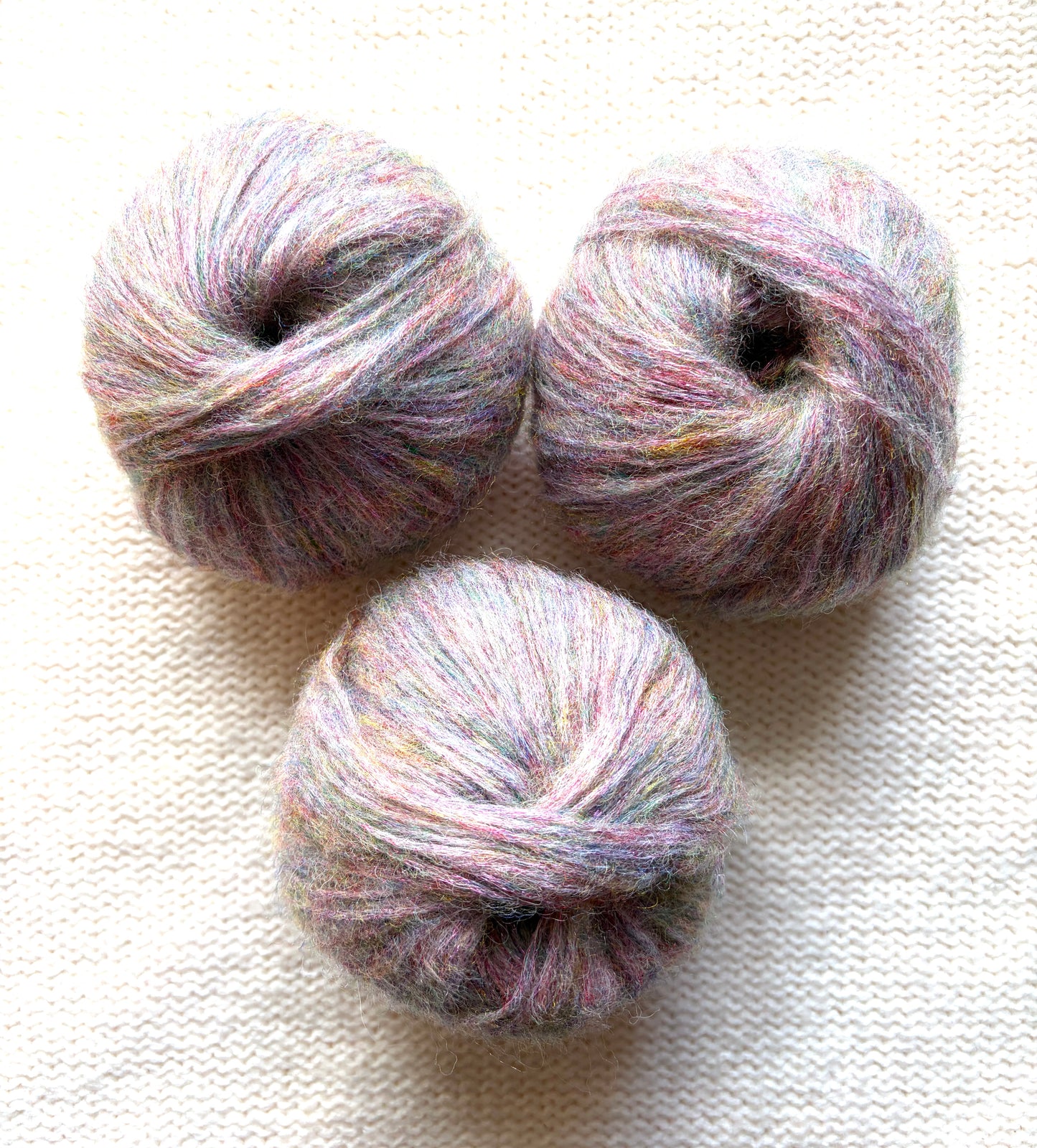 3 balls x 25g Glitter Mohair yarn : Mohair + Wool + Rayon : 19 Monet's Palette