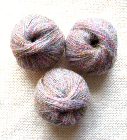 3 balls x 25g Glitter Mohair yarn : Mohair + Wool + Rayon : 19 Monet's Palette