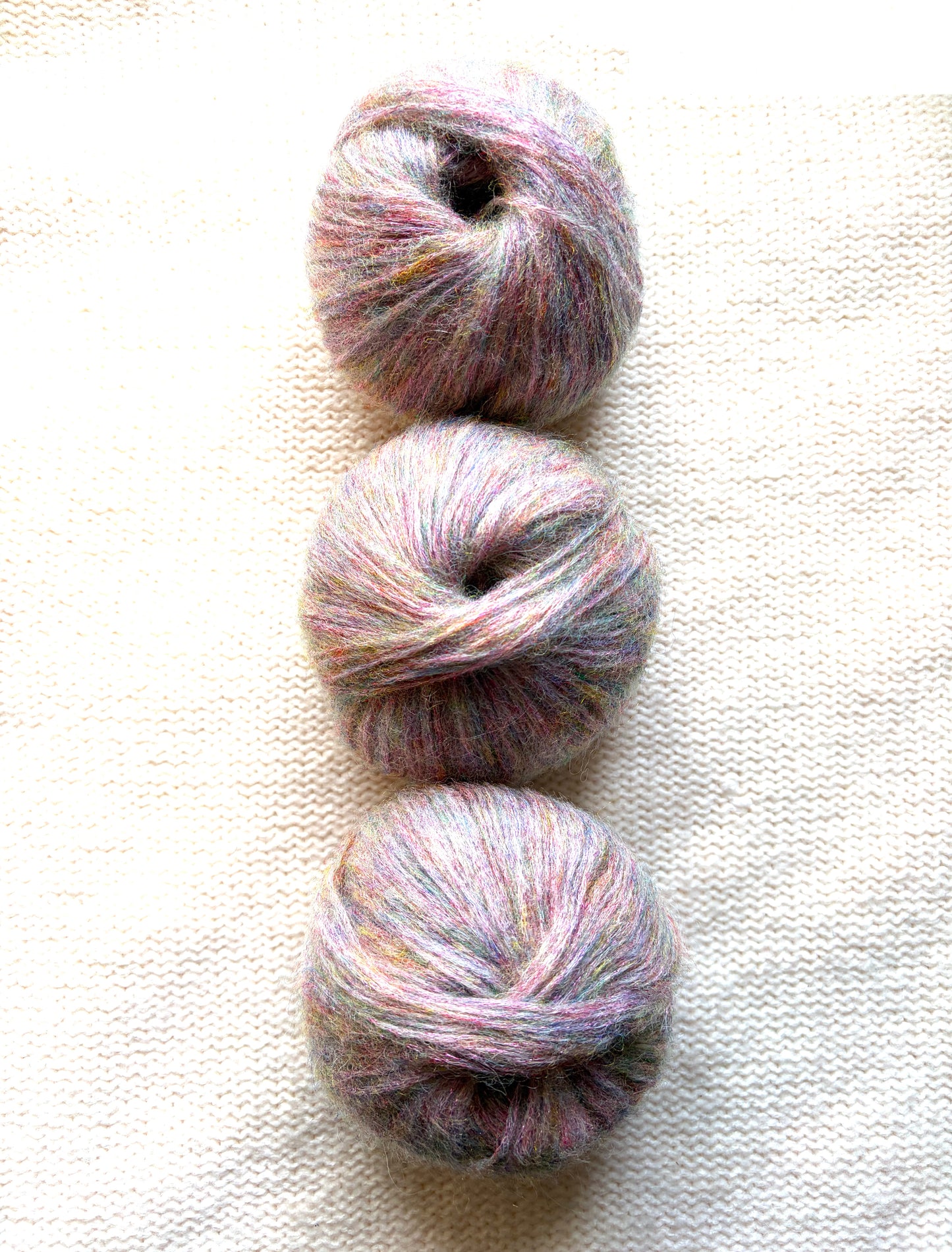 3 balls x 25g Glitter Mohair yarn : Mohair + Wool + Rayon : 19 Monet's Palette