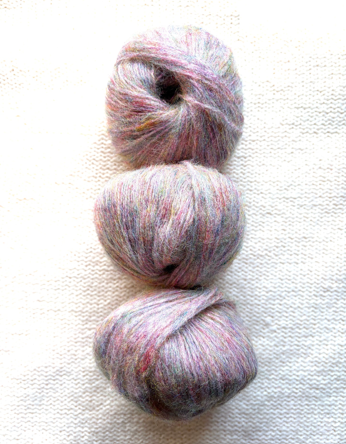3 balls x 25g Glitter Mohair yarn : Mohair + Wool + Rayon : 19 Monet's Palette
