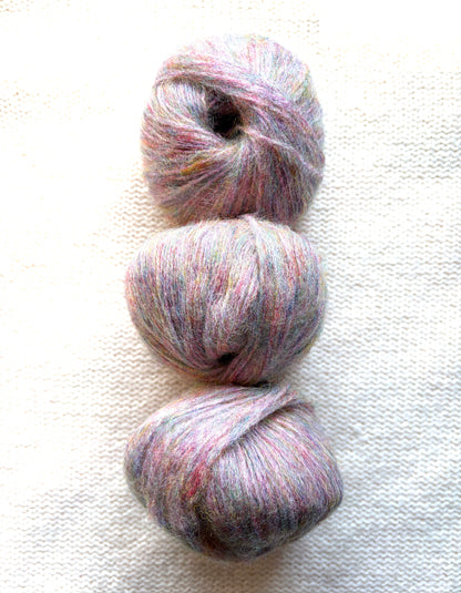 3 balls x 25g Glitter Mohair yarn : Mohair + Wool + Rayon : 19 Monet's Palette