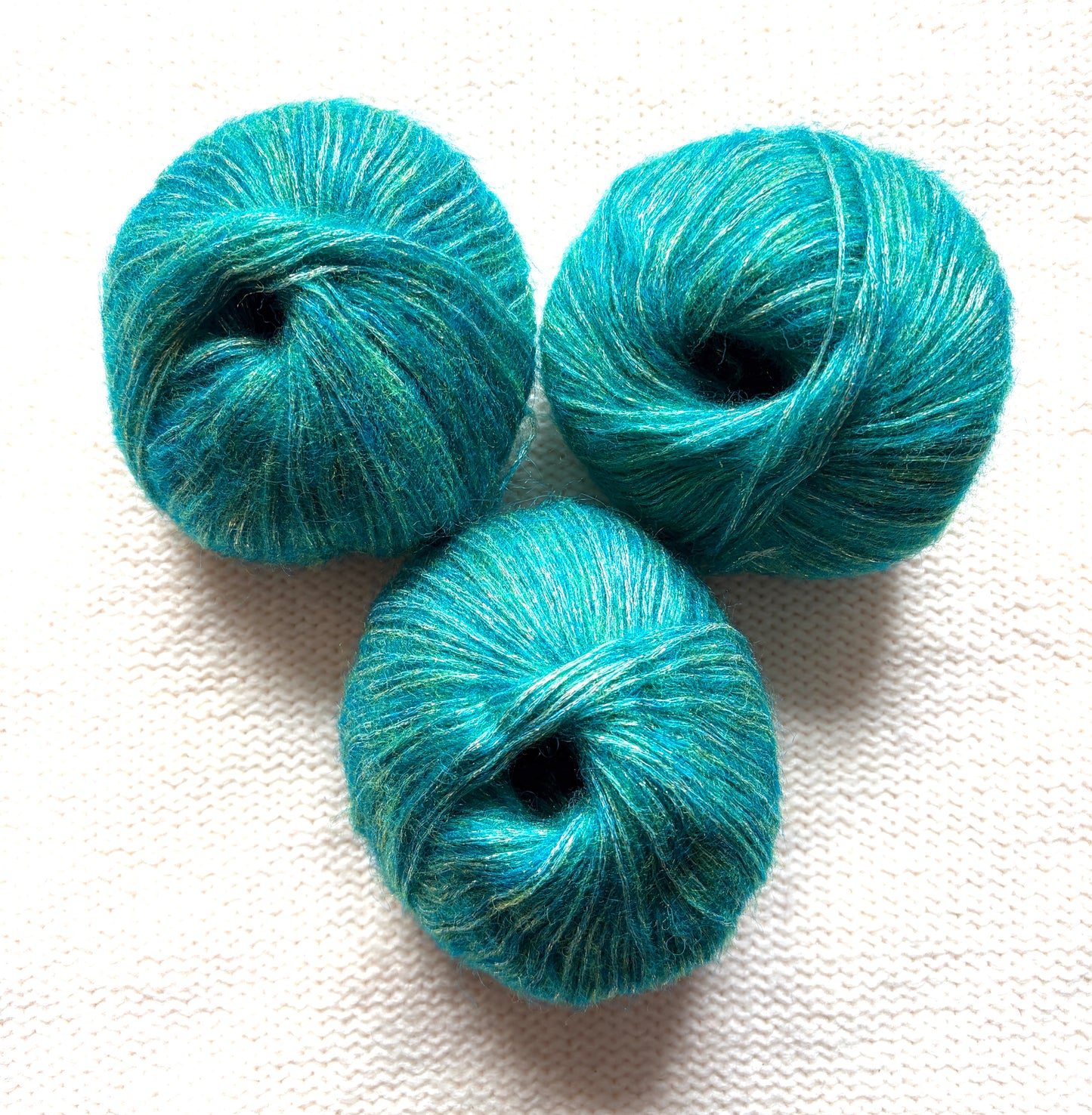 3 balls x 25g Glitter Mohair yarn : Mohair + Wool + Rayon : 12 Emerald