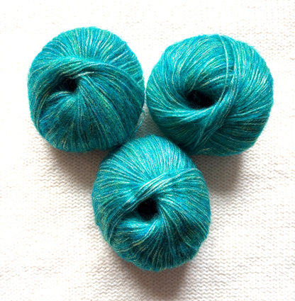 3 balls x 25g Glitter Mohair yarn : Mohair + Wool + Rayon : 12 Emerald