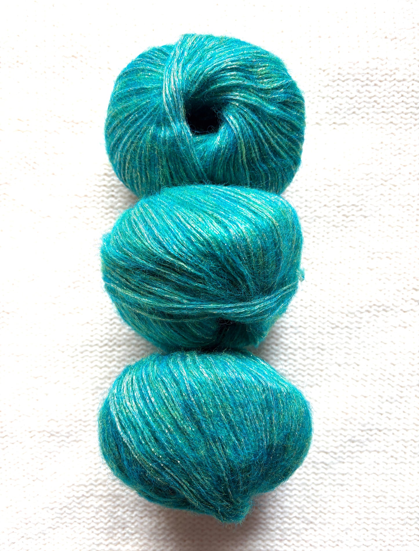3 balls x 25g Glitter Mohair yarn : Mohair + Wool + Rayon : 12 Emerald