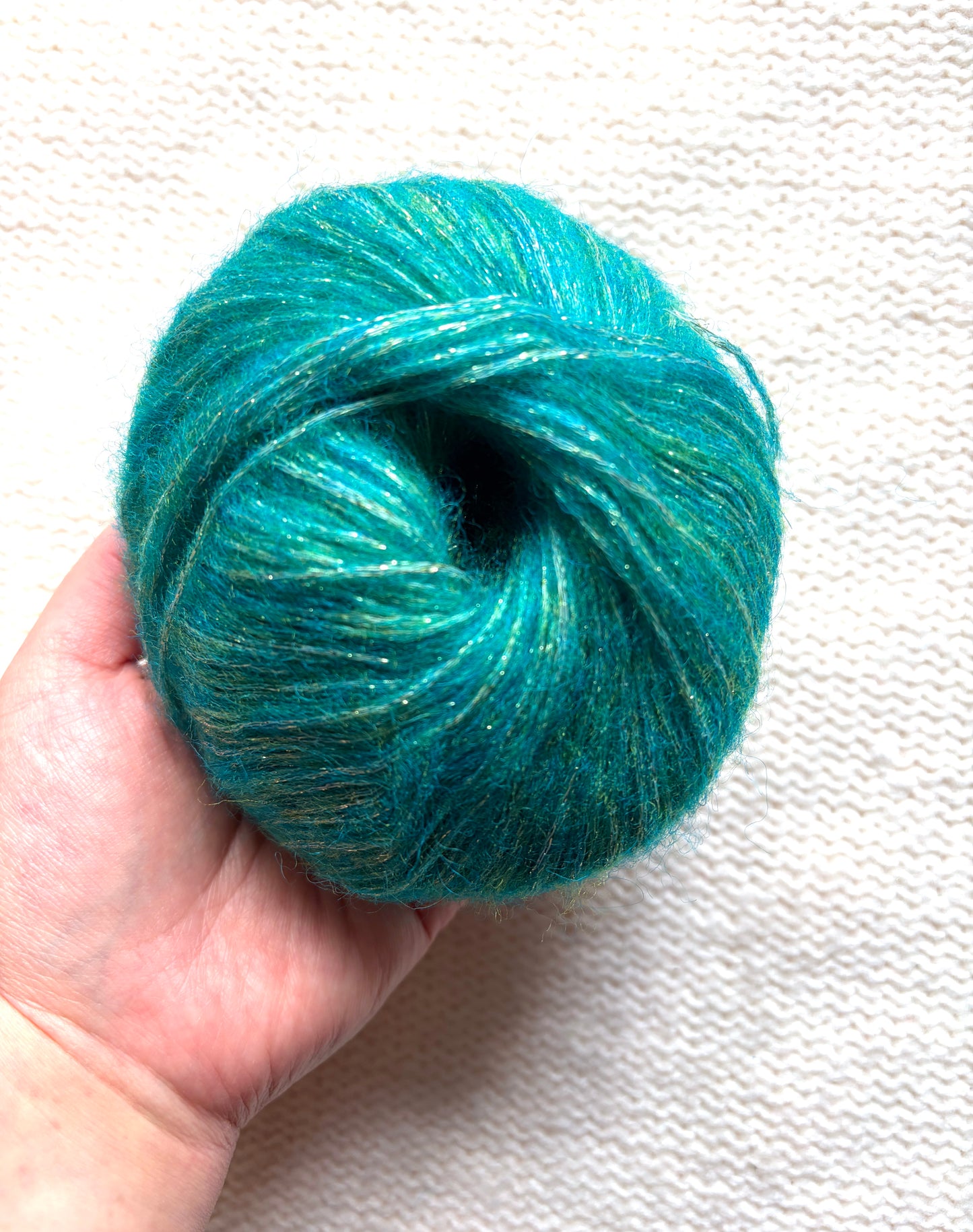 3 balls x 25g Glitter Mohair yarn : Mohair + Wool + Rayon : 12 Emerald