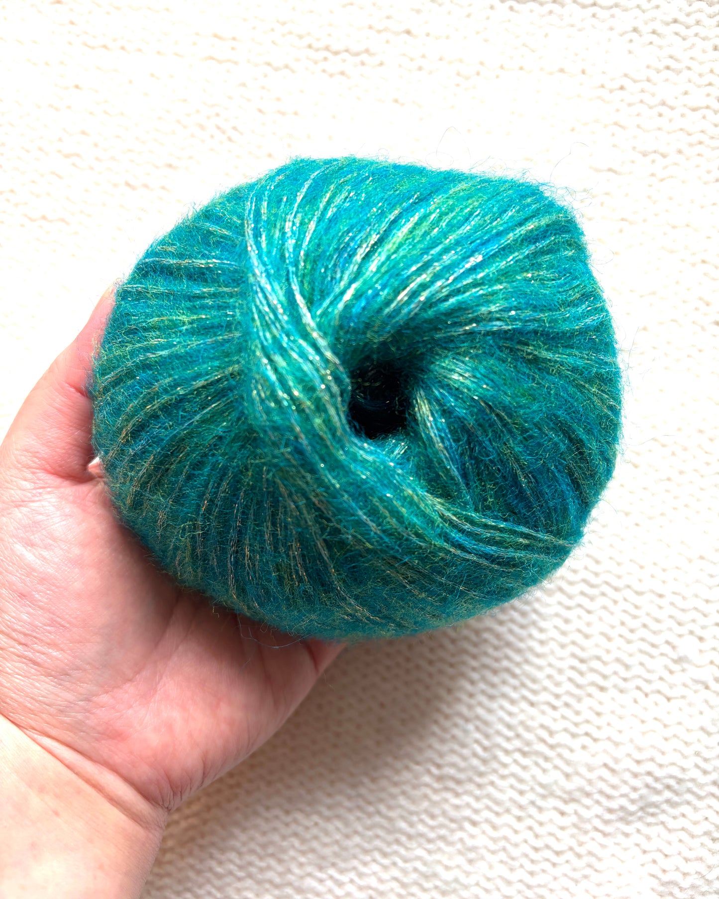 3 balls x 25g Glitter Mohair yarn : Mohair + Wool + Rayon : 12 Emerald