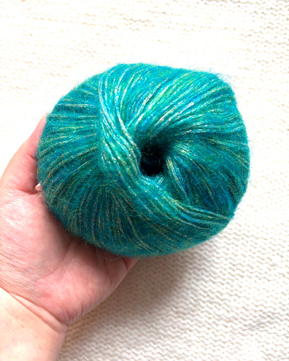 3 balls x 25g Glitter Mohair yarn : Mohair + Wool + Rayon : 12 Emerald