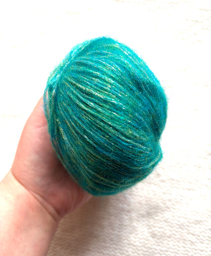 3 balls x 25g Glitter Mohair yarn : Mohair + Wool + Rayon : 12 Emerald