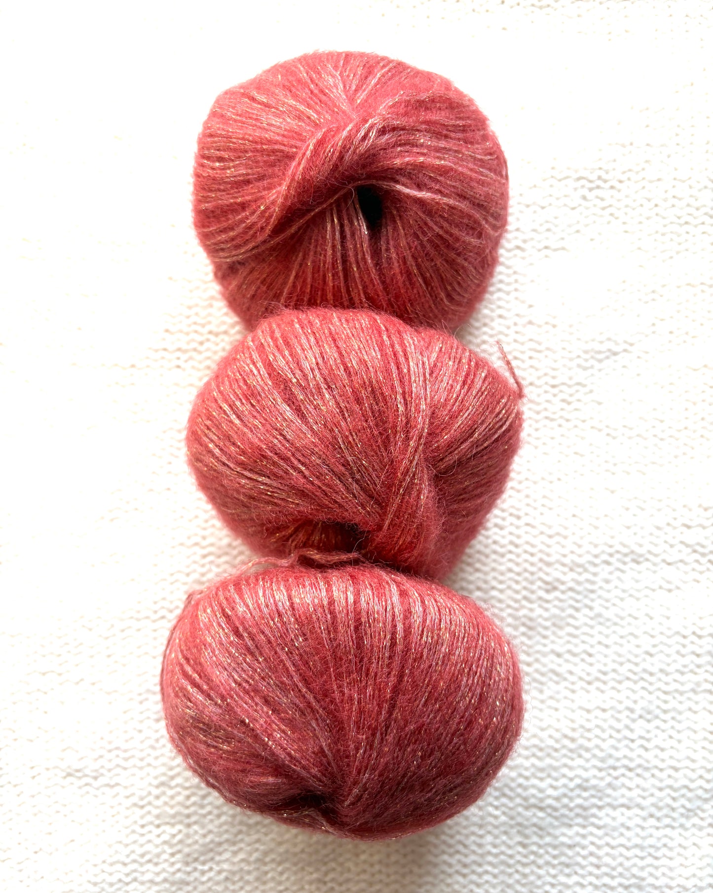 3 balls x 25g Glitter Mohair yarn : Mohair + Wool + Rayon : 04 Crimson