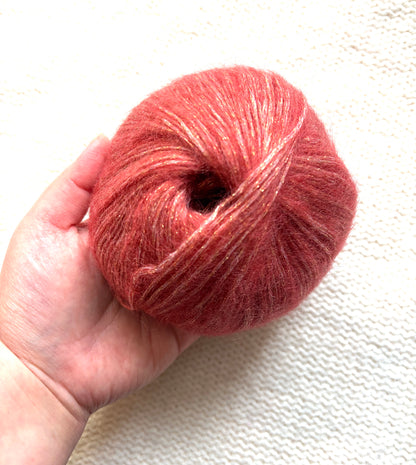 3 balls x 25g Glitter Mohair yarn : Mohair + Wool + Rayon : 04 Crimson