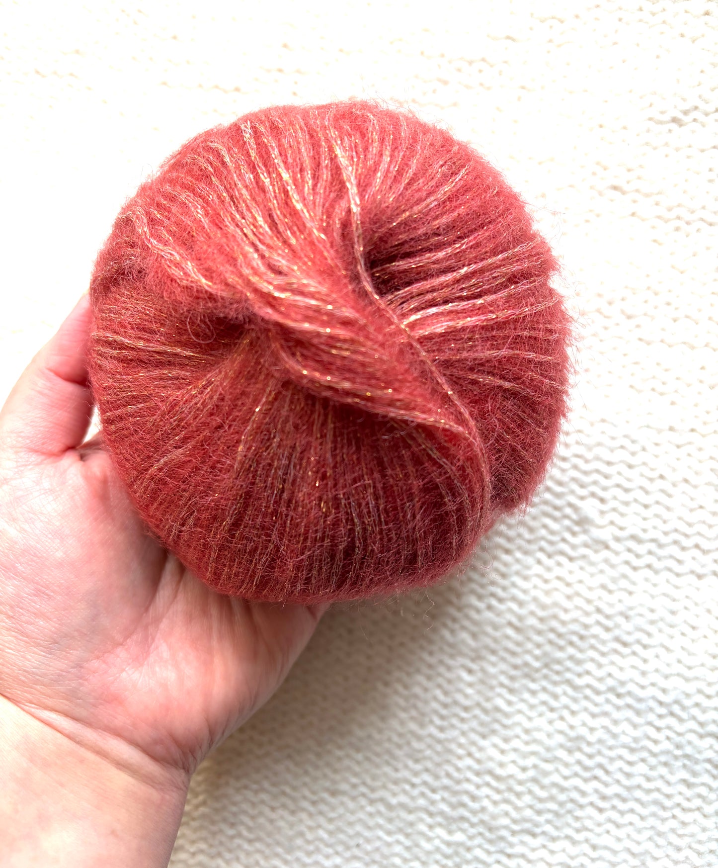 3 balls x 25g Glitter Mohair yarn : Mohair + Wool + Rayon : 04 Crimson