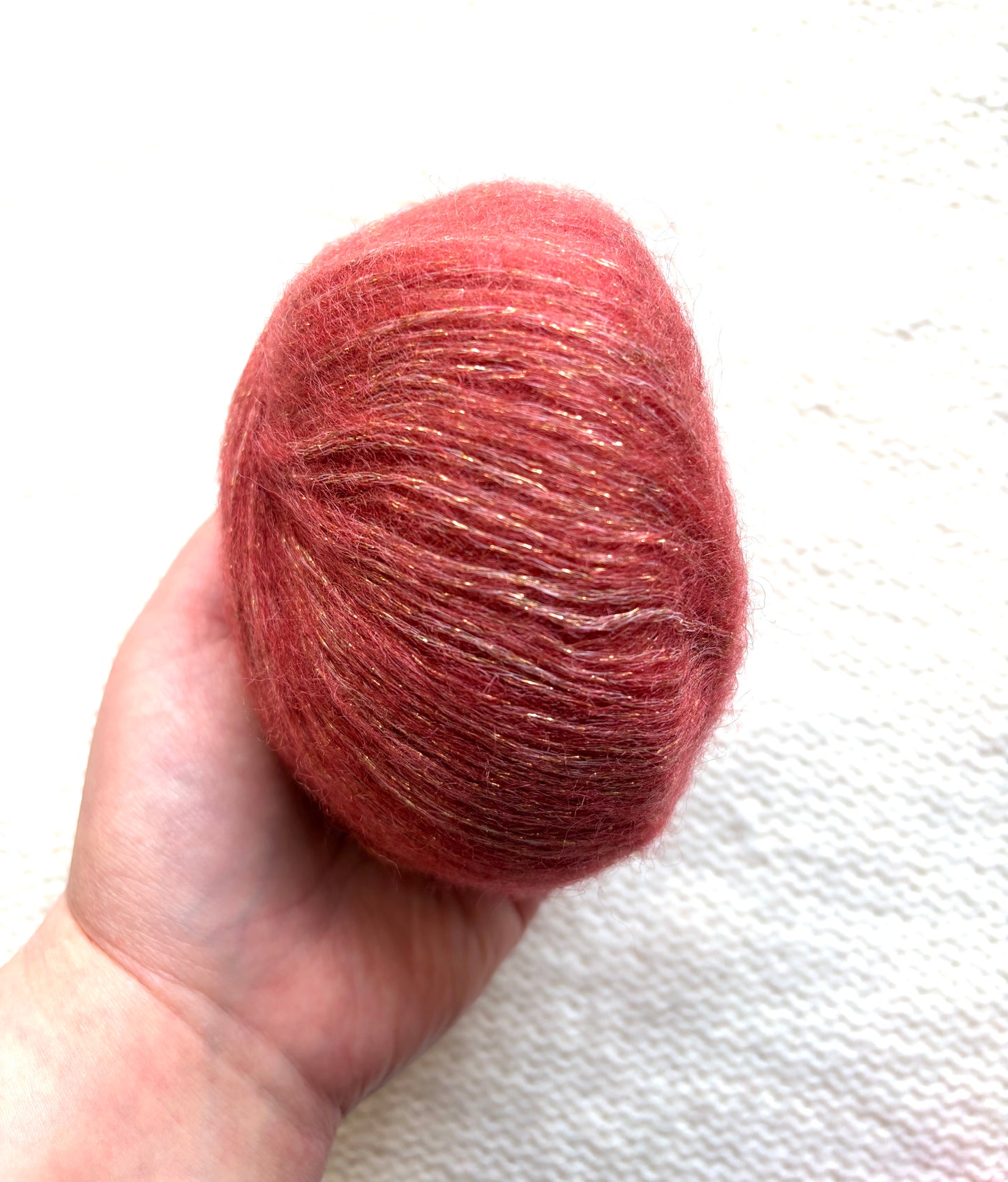 3 balls x 25g Glitter Mohair yarn : Mohair + Wool + Rayon : 04 Crimson