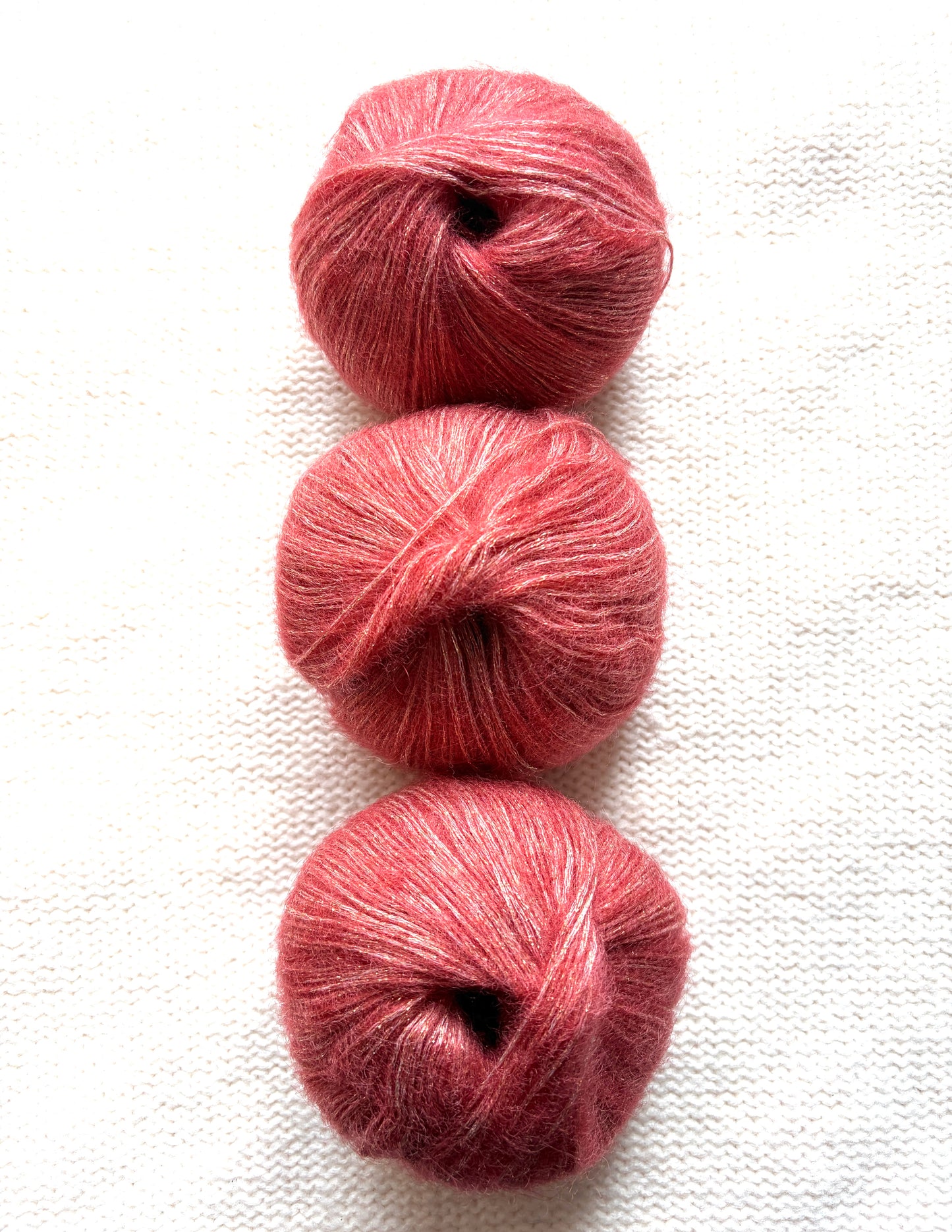 3 balls x 25g Glitter Mohair yarn : Mohair + Wool + Rayon : 04 Crimson