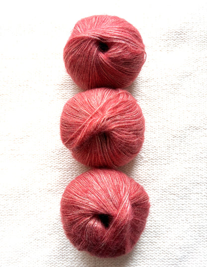 3 balls x 25g Glitter Mohair yarn : Mohair + Wool + Rayon : 04 Crimson