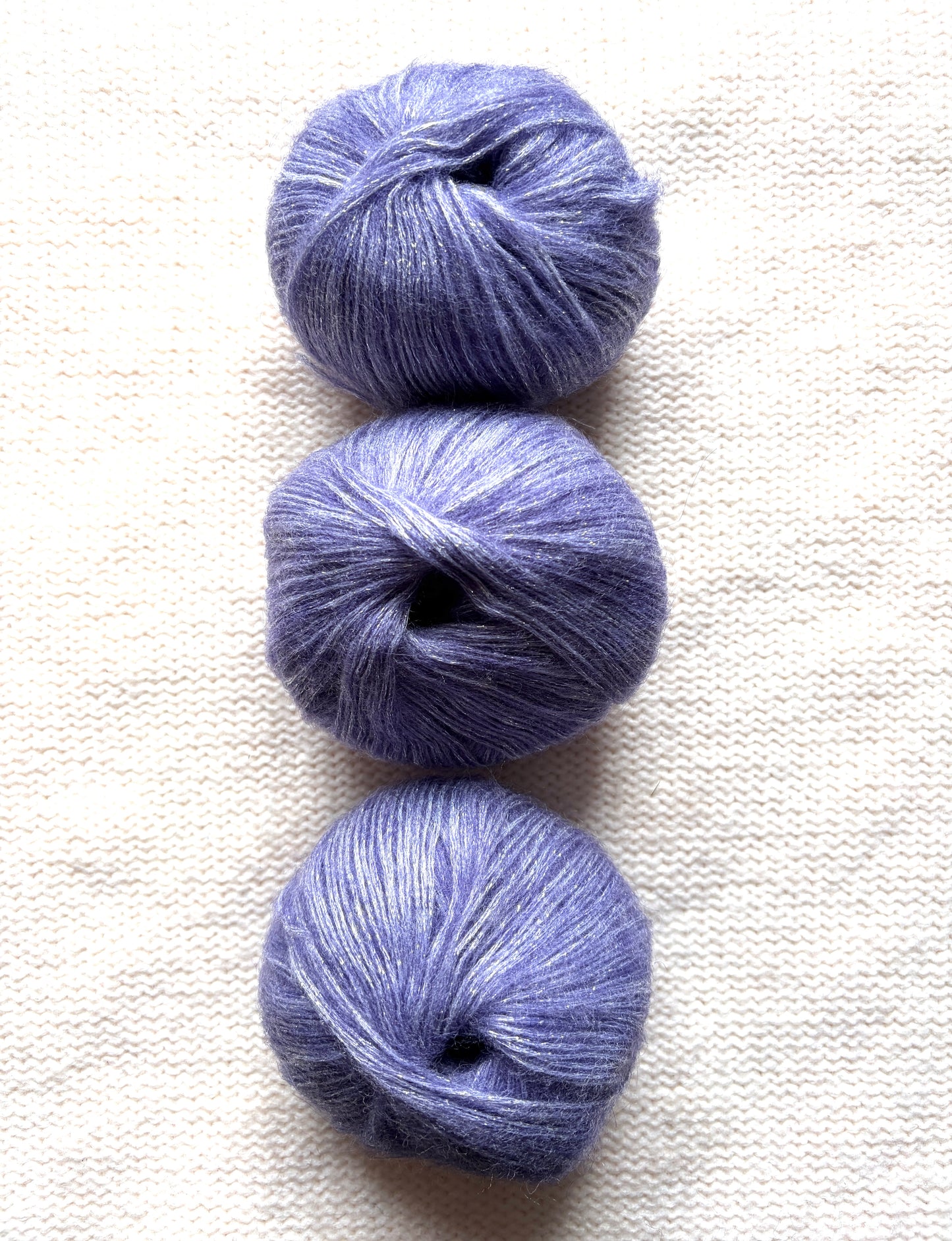 3 balls x 25g Glitter Mohair yarn : Mohair + Wool + Rayon : 28 Amethyst