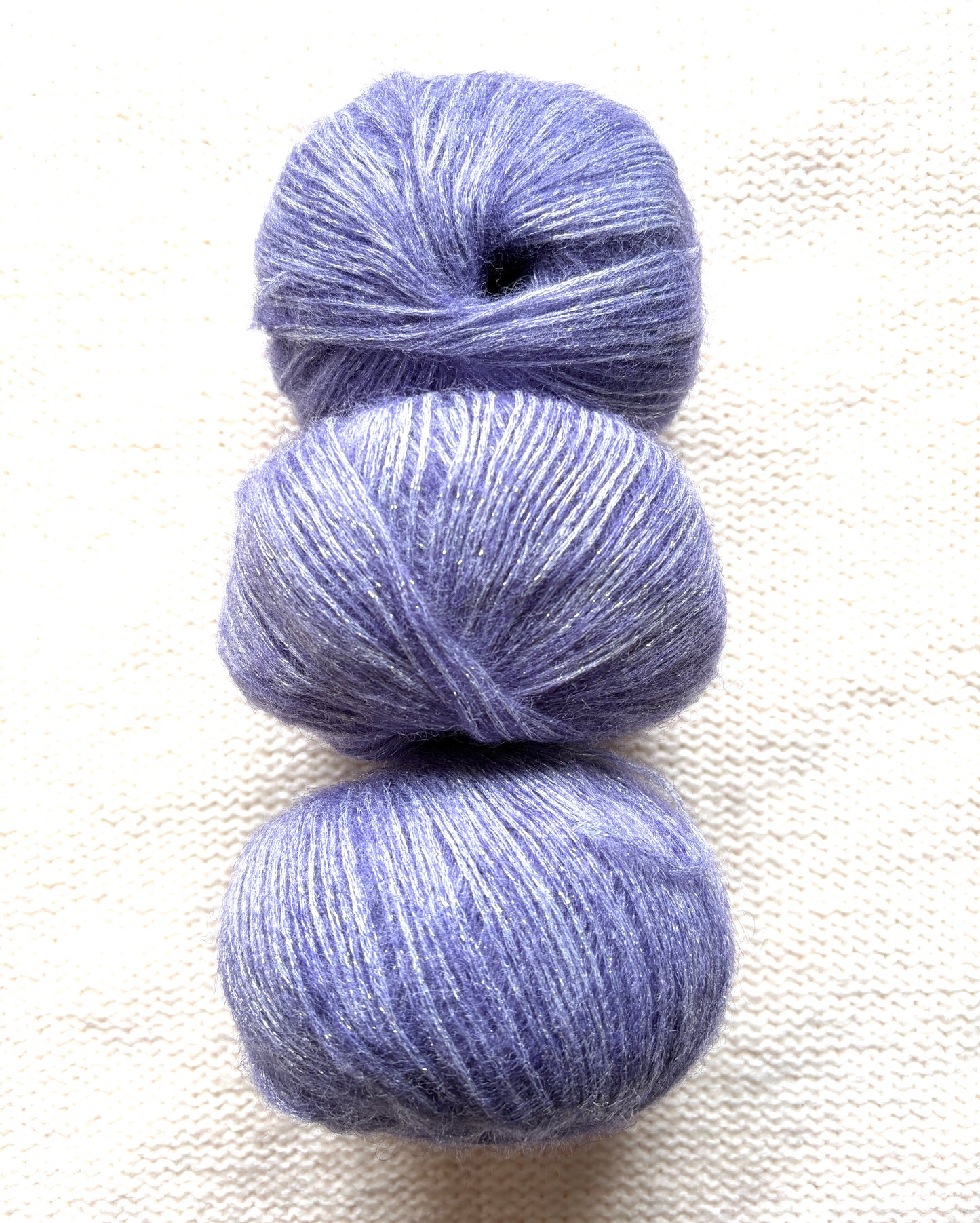 3 balls x 25g Glitter Mohair yarn : Mohair + Wool + Rayon : 28 Amethyst