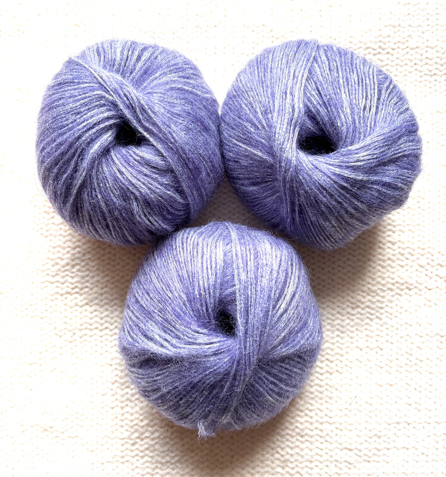3 balls x 25g Glitter Mohair yarn : Mohair + Wool + Rayon : 28 Amethyst