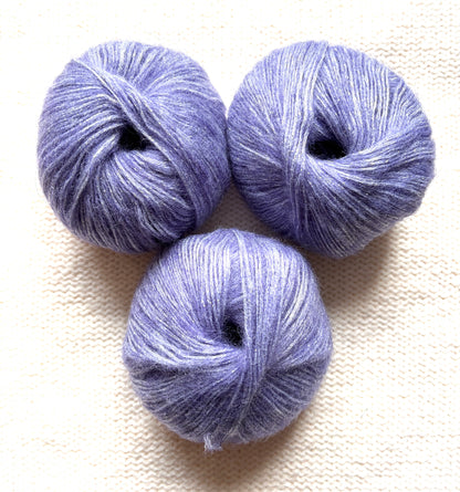 3 balls x 25g Glitter Mohair yarn : Mohair + Wool + Rayon : 28 Amethyst