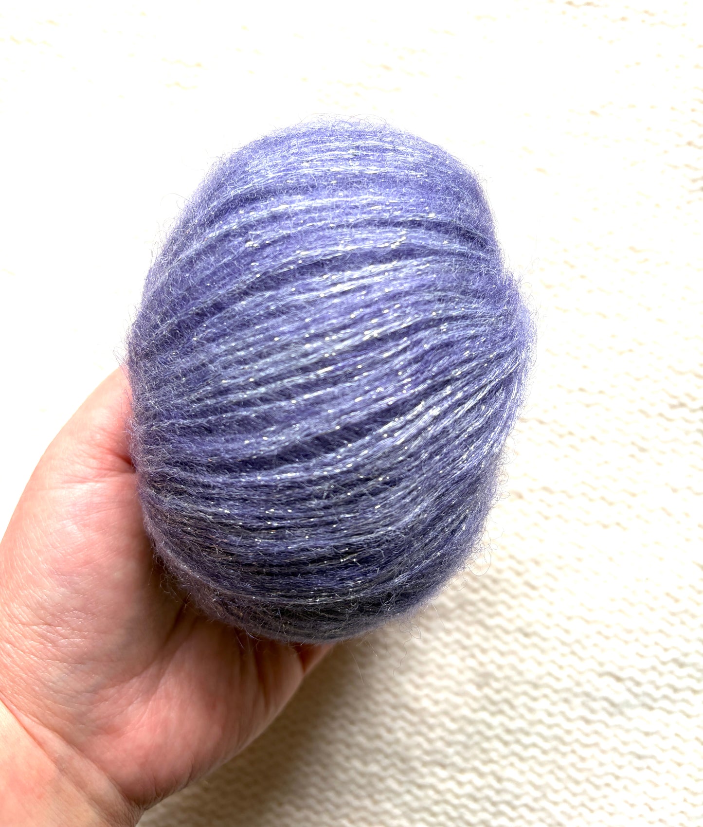 3 balls x 25g Glitter Mohair yarn : Mohair + Wool + Rayon : 28 Amethyst