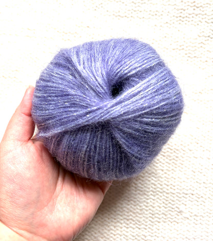 3 balls x 25g Glitter Mohair yarn : Mohair + Wool + Rayon : 28 Amethyst