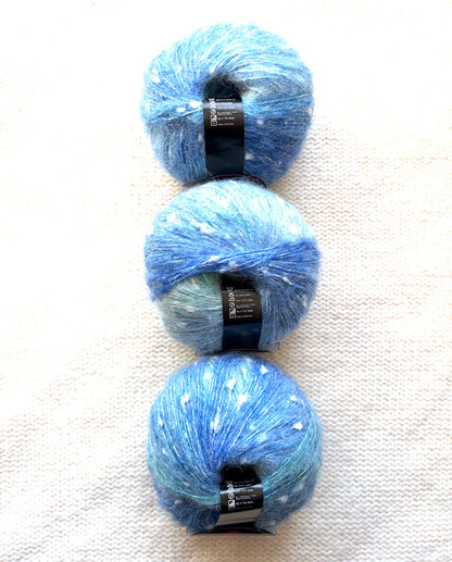 3 balls x 50g Alpaca Wool Blend yarn : Dotted Gradient Blue Multicolour : 01