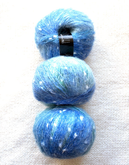 3 balls x 50g Alpaca Wool Blend yarn : Dotted Gradient Blue Multicolour : 01