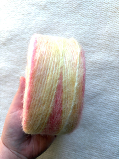 1 cake x 100g Ombre Mohair Blend Yarn : 04 Pink Yellow White