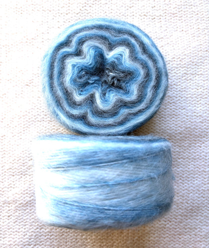 1 cake x 100g Ombre Mohair Blend Yarn : 12 Blue Grey White