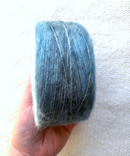 1 cake x 100g Ombre Mohair Blend Yarn : 12 Blue Grey White