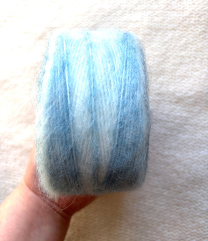 1 cake x 100g Ombre Mohair Blend Yarn : 12 Blue Grey White