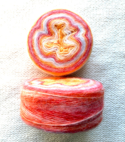 1 cake x 100g Ombre Mohair Blend Yarn : 21 Orange Ombre