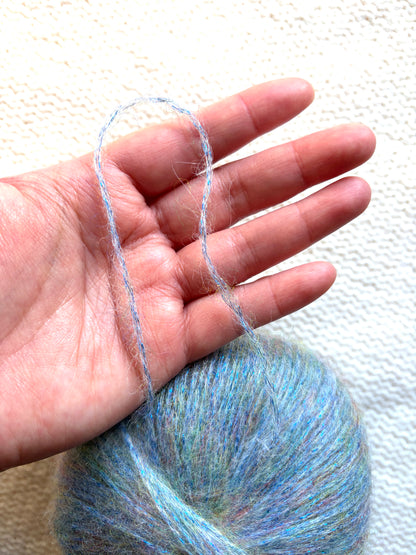 3 balls x 25g Glitter Mohair yarn : Mohair + Wool + Rayon : 21 Blue Sky