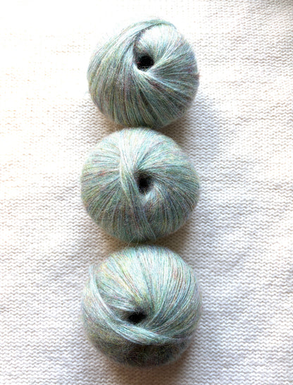 3 balls x 25g Glitter Mohair yarn : Mohair + Wool + Rayon : 26 Mint Green