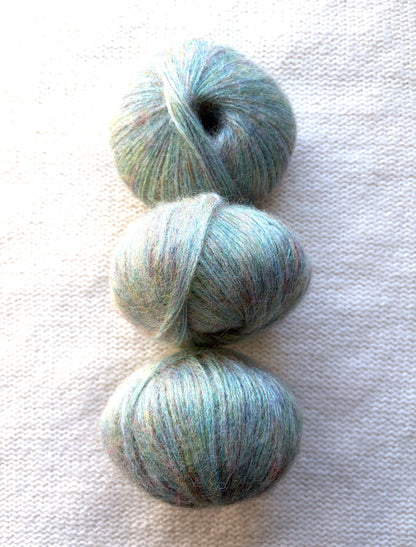 3 balls x 25g Glitter Mohair yarn : Mohair + Wool + Rayon : 26 Mint Green