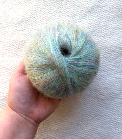 3 balls x 25g Glitter Mohair yarn : Mohair + Wool + Rayon : 26 Mint Green