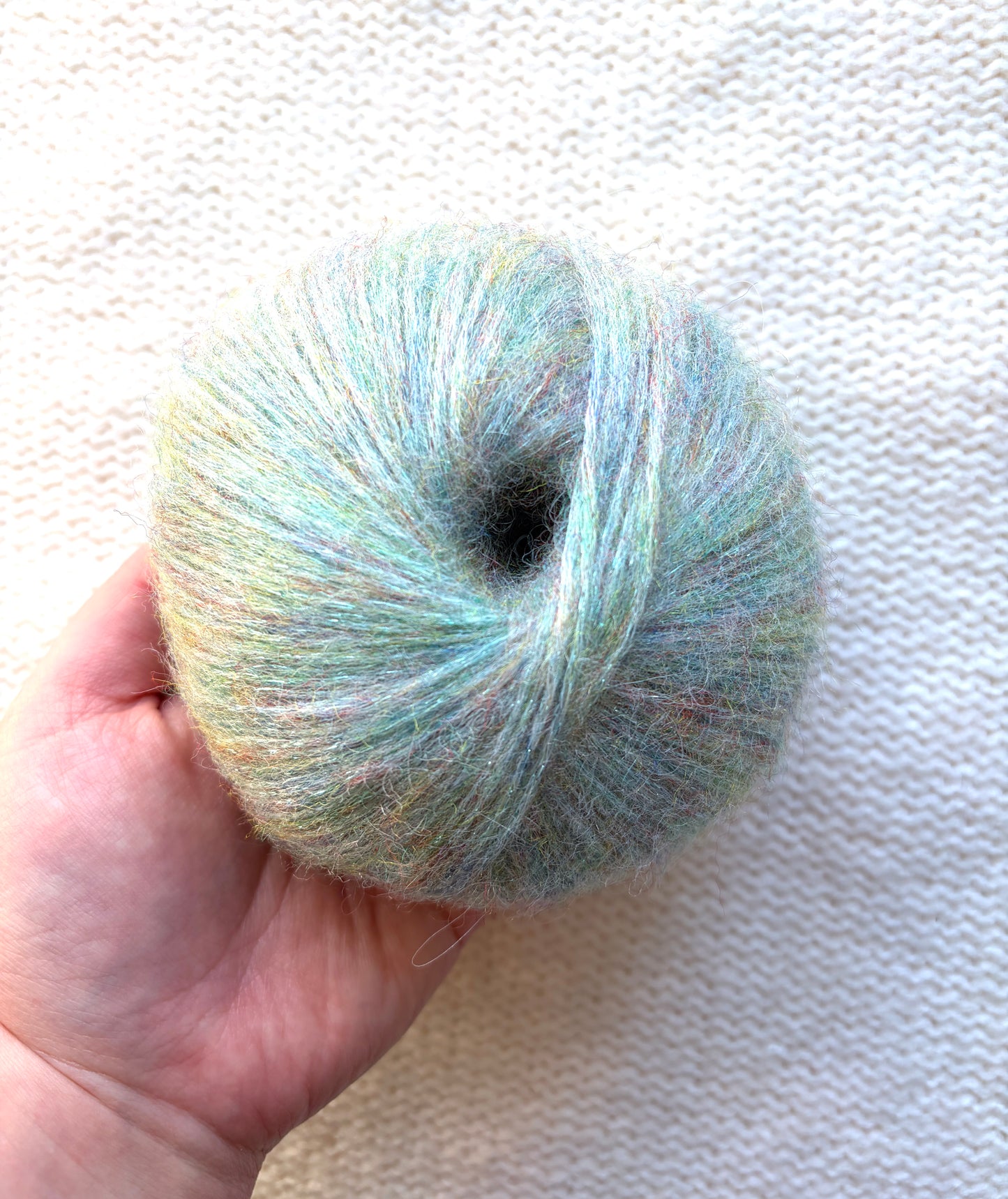 3 balls x 25g Glitter Mohair yarn : Mohair + Wool + Rayon : 26 Mint Green