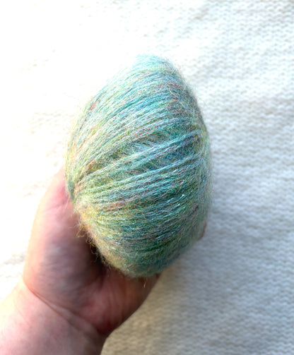 3 balls x 25g Glitter Mohair yarn : Mohair + Wool + Rayon : 26 Mint Green