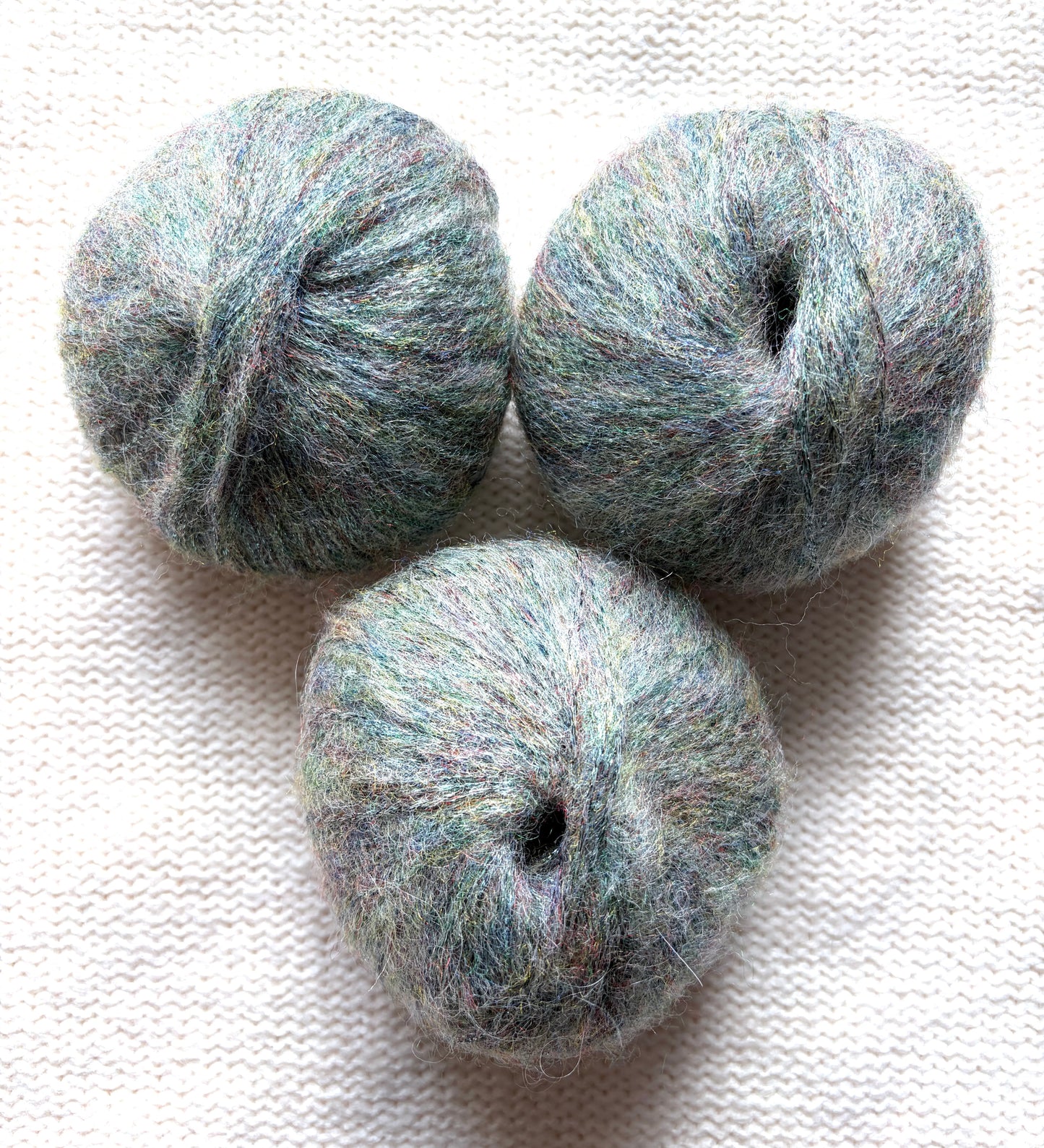 3 balls x 25g Glitter Mohair yarn : Mohair + Wool + Rayon : 22 Sage