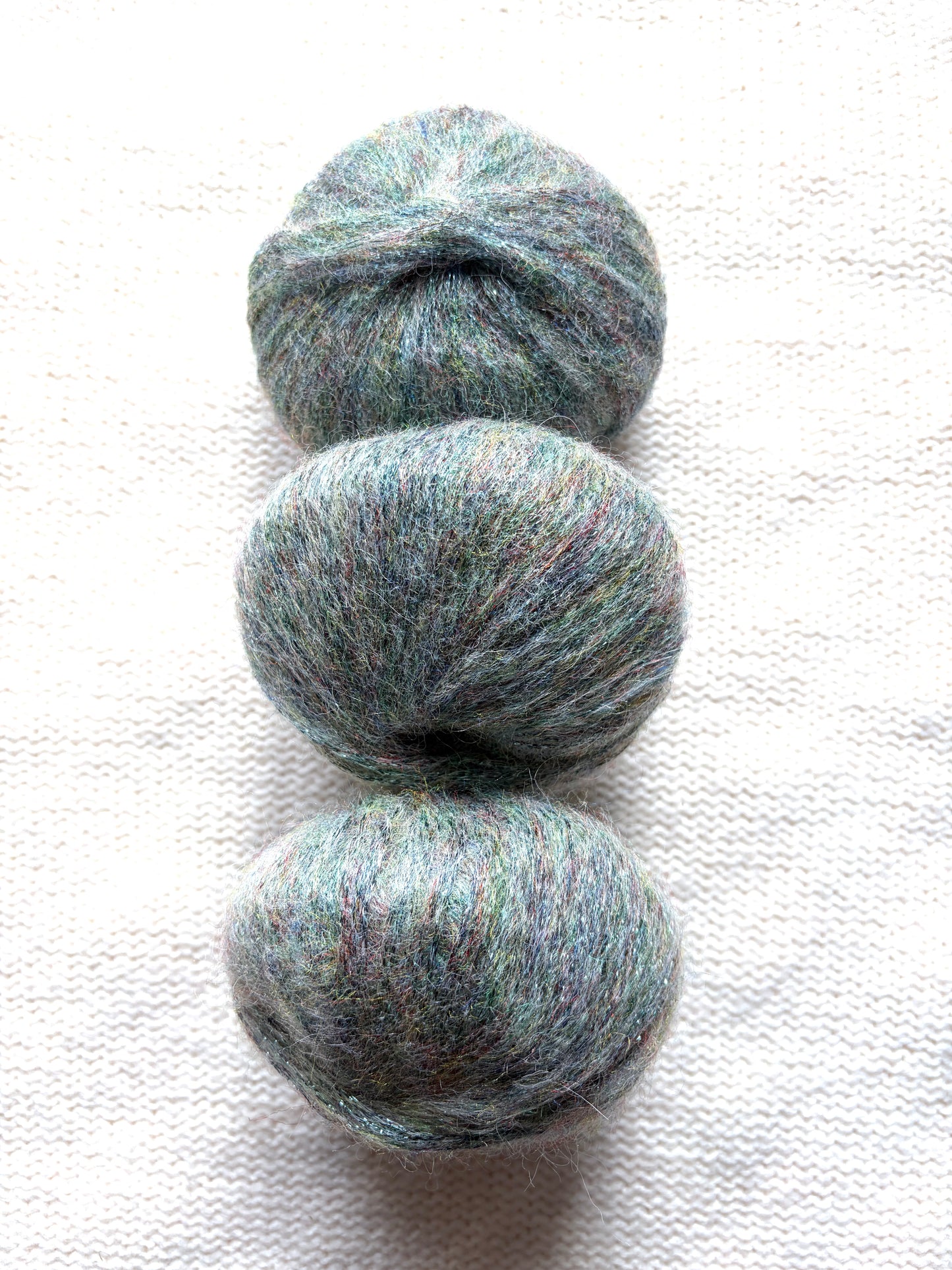 3 balls x 25g Glitter Mohair yarn : Mohair + Wool + Rayon : 22 Sage