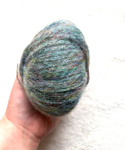 3 balls x 25g Glitter Mohair yarn : Mohair + Wool + Rayon : 22 Sage