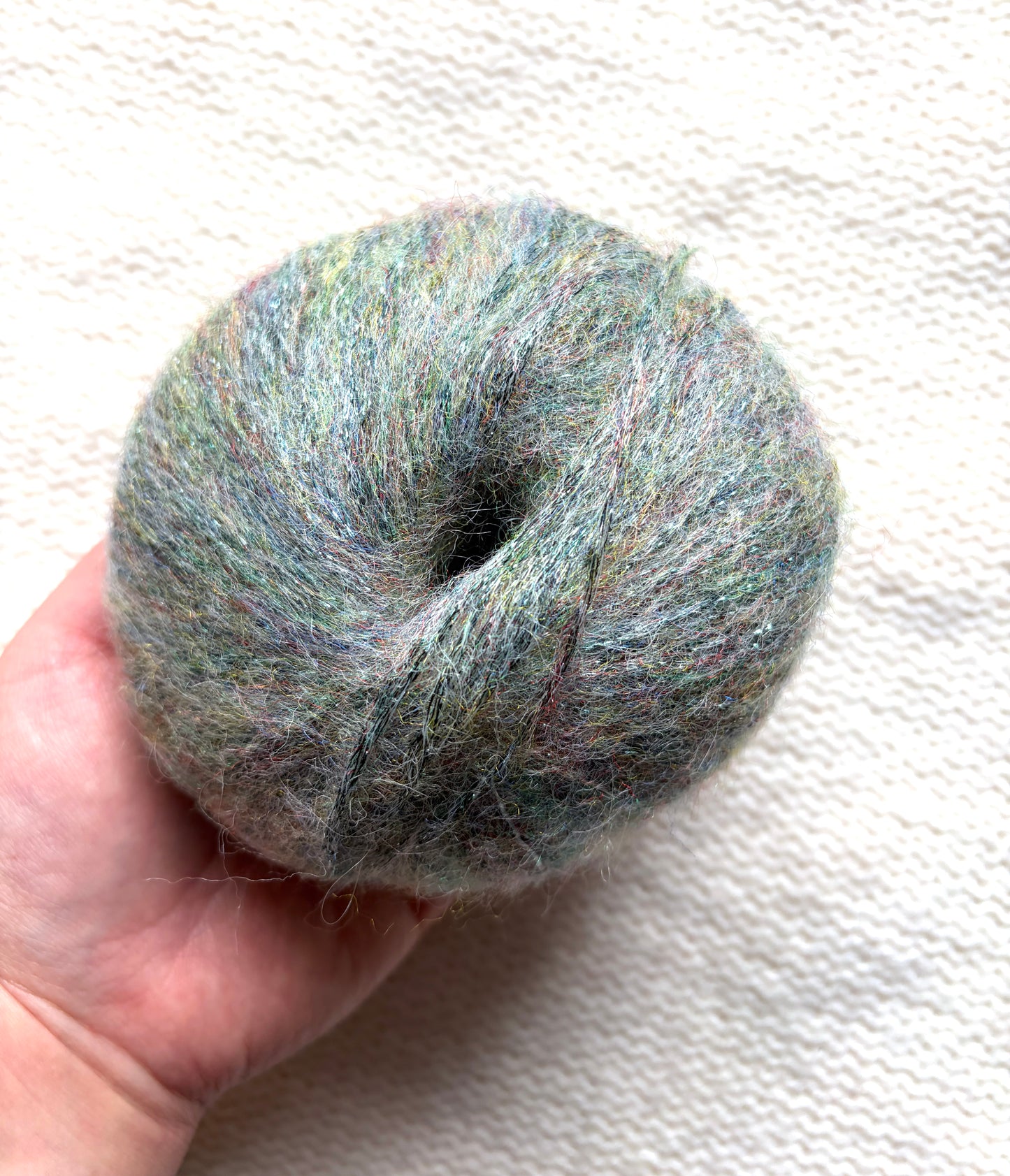 3 balls x 25g Glitter Mohair yarn : Mohair + Wool + Rayon : 22 Sage