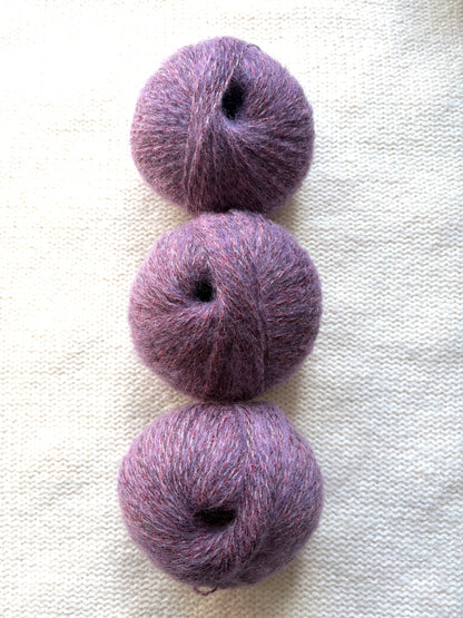 3 balls x 25g Glitter Mohair yarn : Mohair + Wool + Rayon : 31 Plum