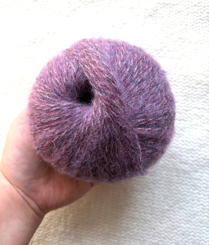3 balls x 25g Glitter Mohair yarn : Mohair + Wool + Rayon : 31 Plum