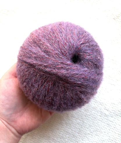 3 balls x 25g Glitter Mohair yarn : Mohair + Wool + Rayon : 31 Plum