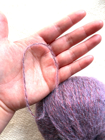 3 balls x 25g Glitter Mohair yarn : Mohair + Wool + Rayon : 31 Plum