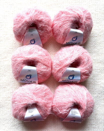 6 balls x 25g Alpaca Mohair yarn : Mohair + Alpaca + Acrylic : Colour 19 Cherry Blossom