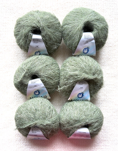 6 balls x 25g Alpaca Mohair yarn : Mohair + Alpaca + Acrylic : Colour 09 Olive