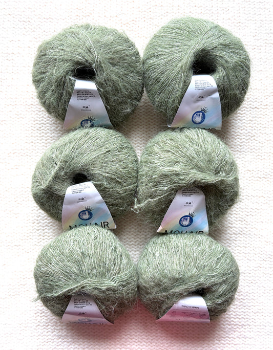 6 balls x 25g Alpaca Mohair yarn : Mohair + Alpaca + Acrylic : Colour 09 Olive