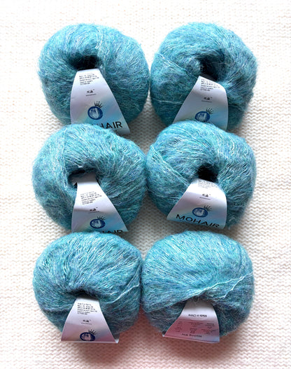 6 balls x 25g Alpaca Mohair yarn : Mohair + Alpaca + Acrylic : Colour 07 Teal