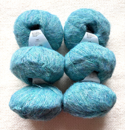 6 balls x 25g Alpaca Mohair yarn : Mohair + Alpaca + Acrylic : Colour 07 Teal